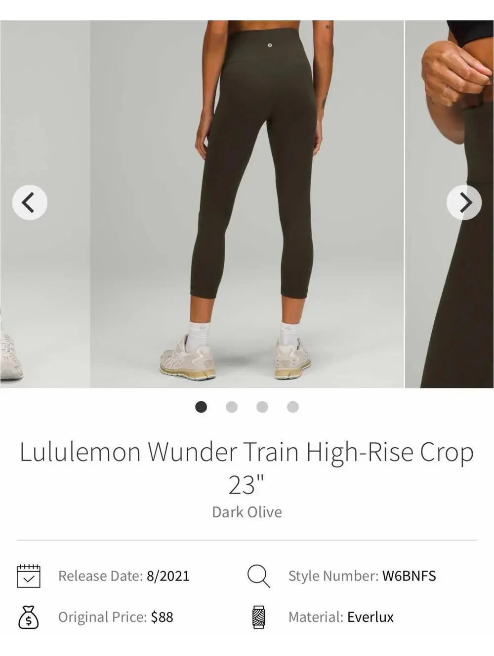 Lululemon Wunder Train High-Rise Crop 23in inseam Dark Olive Green size 4.